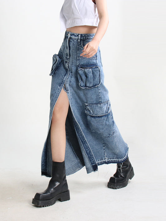 CARGO DENIM SKIRT