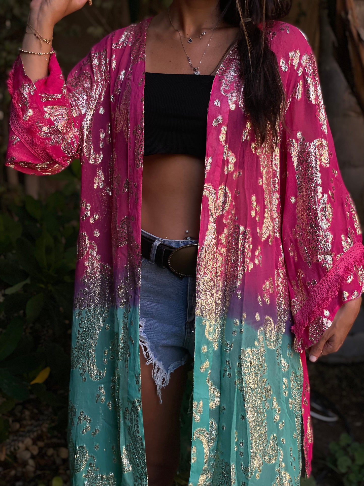 BOHEMIAN BLISS KIMONO - FUSCHIA