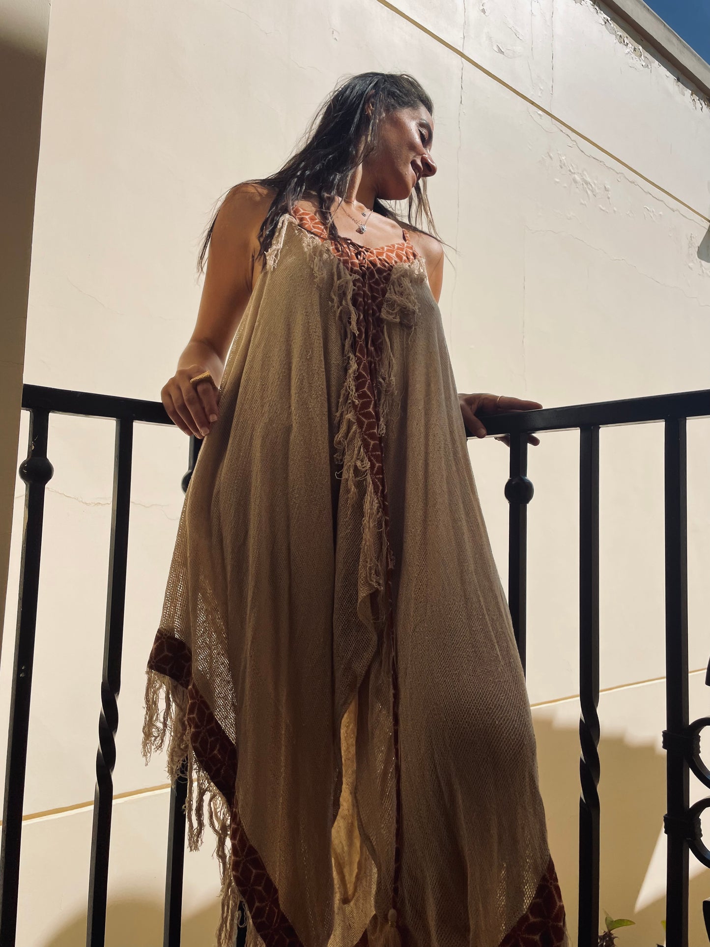 WHISPERING WINDS BOHO DRESS - BEIGE